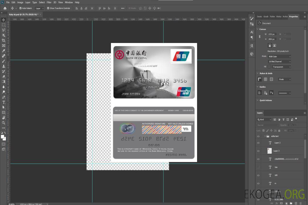 Carte Unionpay platine de la Banque chinoise de Chine template Carte Unionpay platine de la Banque chinoise de Chine template